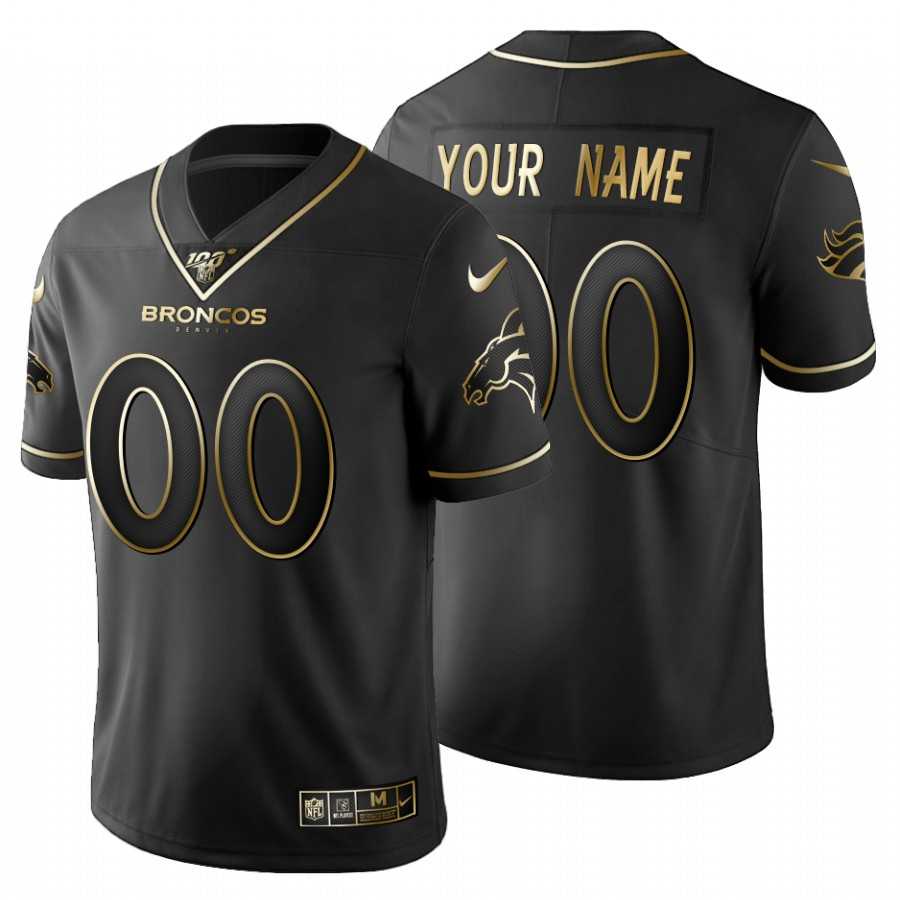 Customized Men's Nike Broncos Black Golden Limited NFL 100th Season Jersey,We sell and wholesale Customized Men's Nike Broncos Black Golden Limited NFL 100th Season Jersey on line form chian!